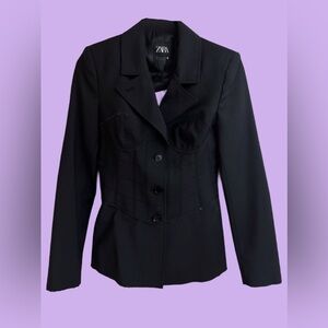 🍒 ZARA - Black Corset Blazer Sz Small